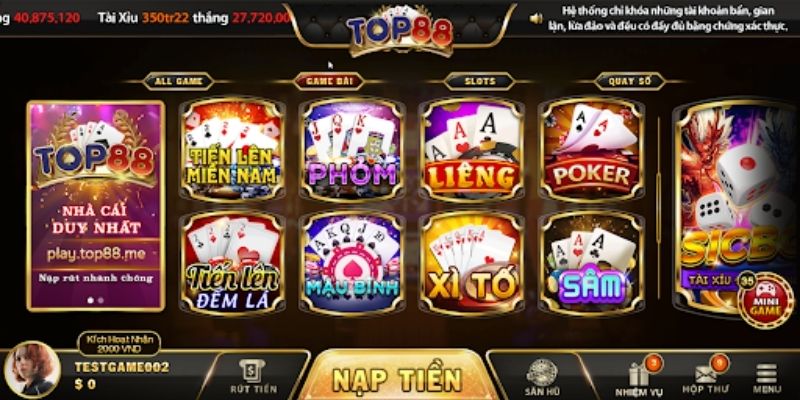 TOP88 thiết kế giao diện